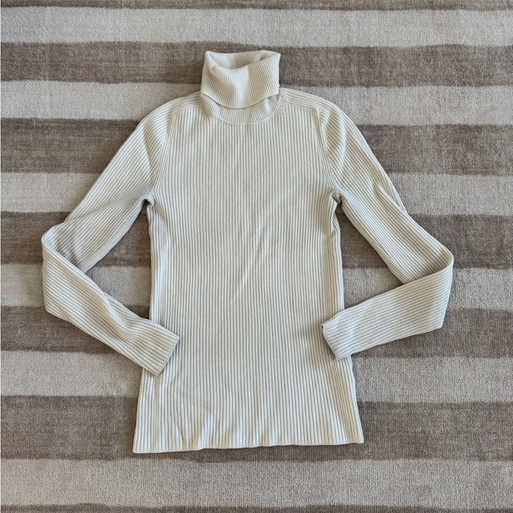Everlane Cream Ribbed Turtleneck Sweater